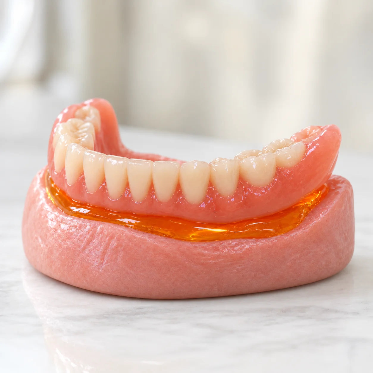 Dentures with a soft relining layer